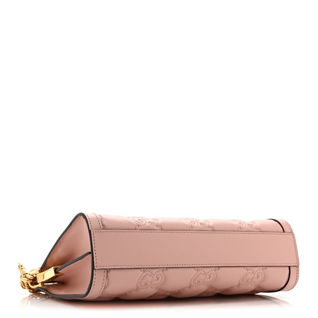 Gucci Calfskin GG Matelasse Small Slim Chain Shoulder Bag Perfect Pink Natural