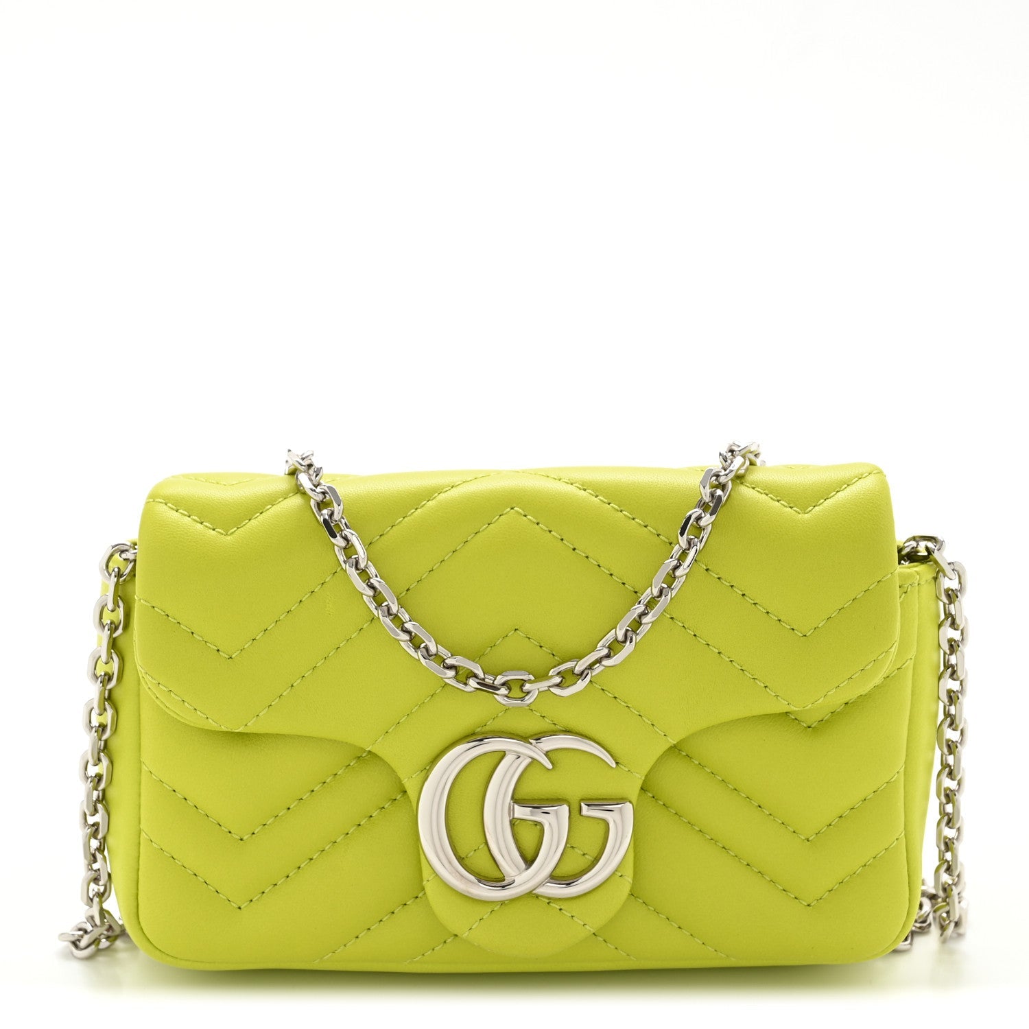 Gucci Lambskin Matelasse Mini GG Marmont Shoulder Bag Firefly