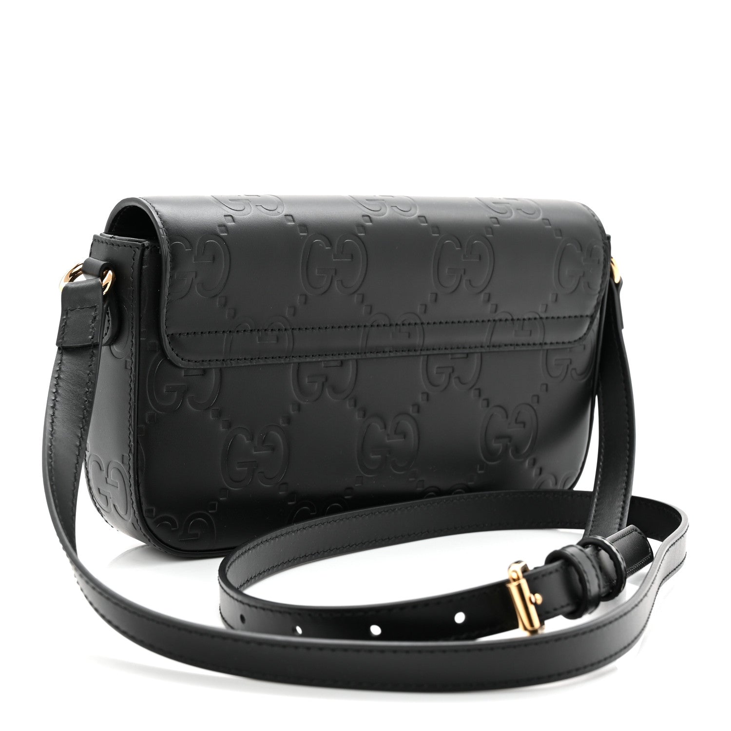 Gucci Gilbert Calfskin GG Super Mini Shoulder Bag Black