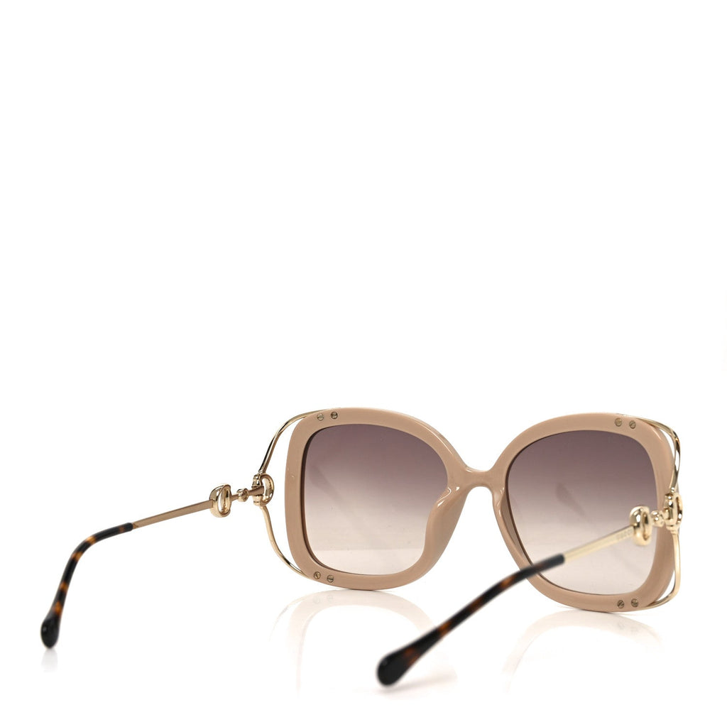 Gucci Acetate Horsebit Square Frame Sunglasses GG1021S Pink Tortoise
