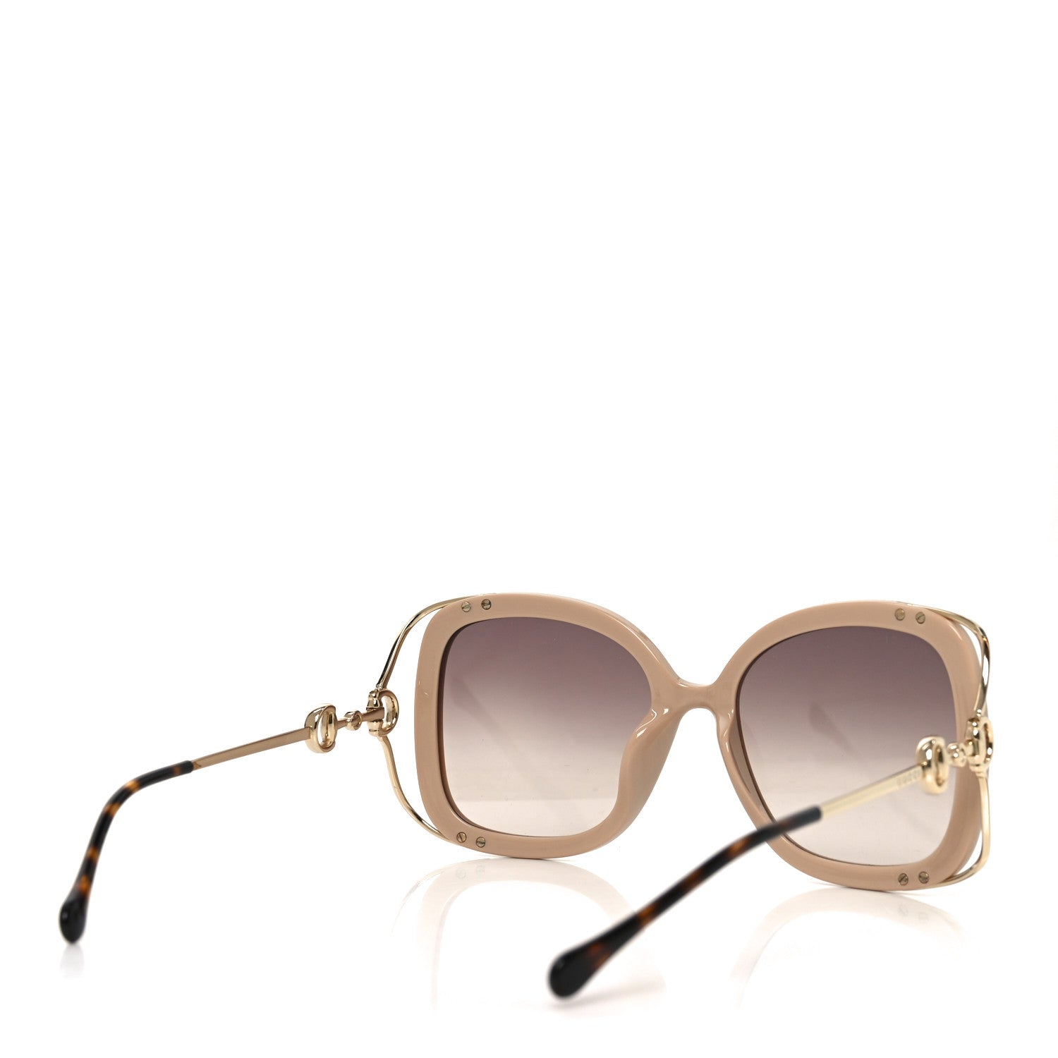 Gucci Acetate Horsebit Square Frame Sunglasses GG1021S Pink Tortoise