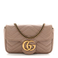 Gucci Calfskin Matelasse Super Mini GG Marmont Shoulder Bag Porcelain Rose