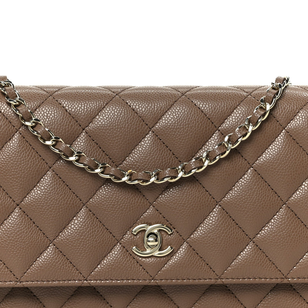 Chanel Caviar Quilted CC Turnlock Wallet On Chain WOC Brown