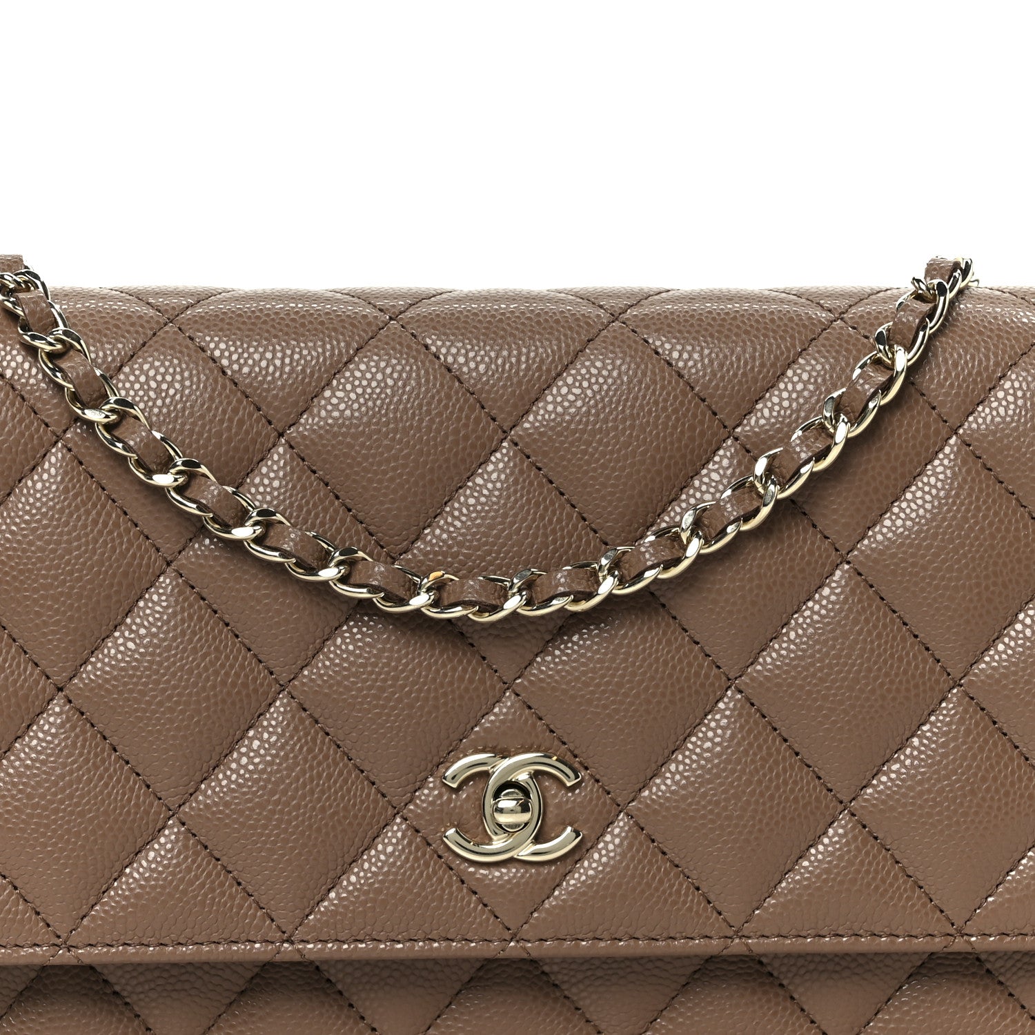 Chanel Caviar Quilted CC Turnlock Wallet On Chain WOC Brown