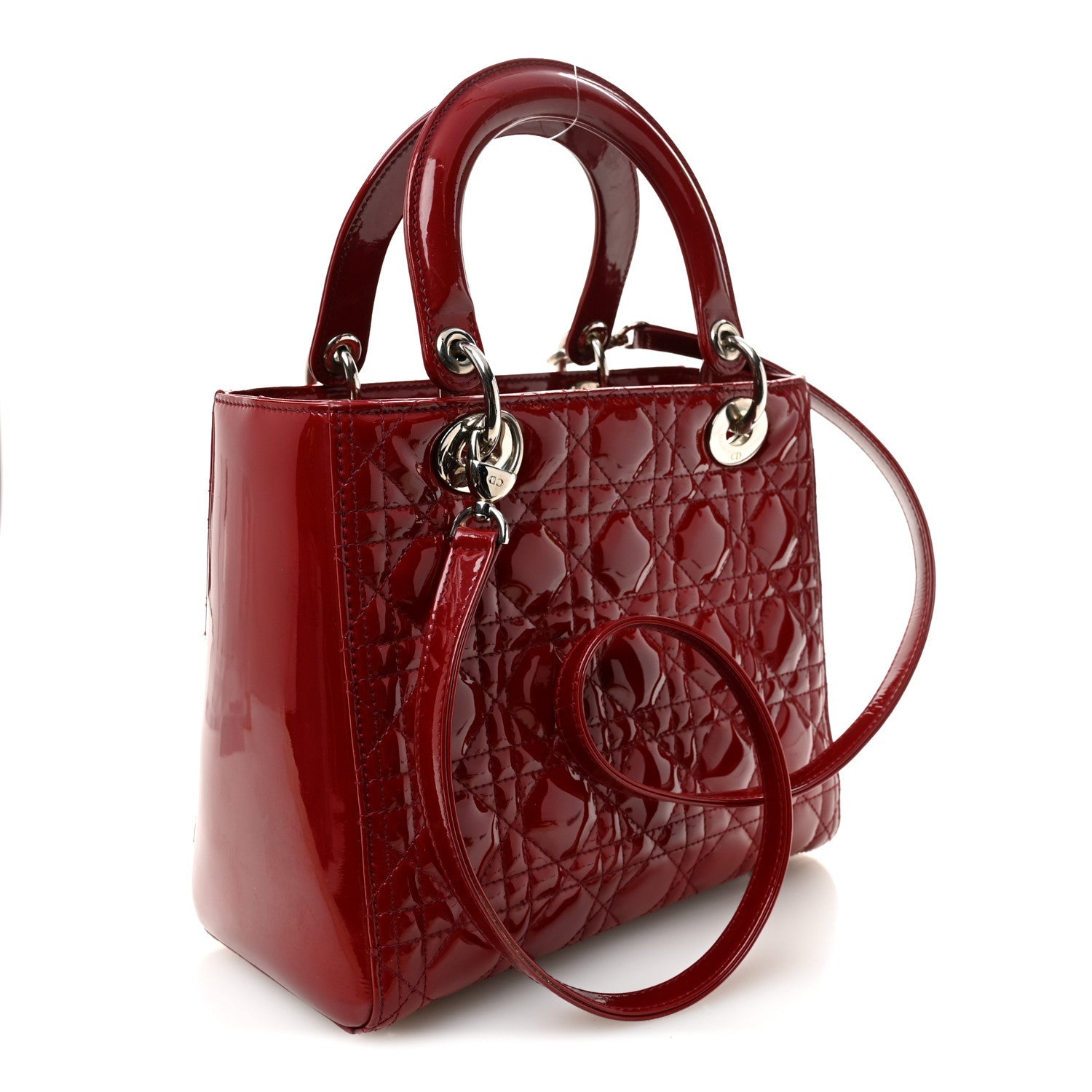 Christian Dior Patent Cannage Medium Lady Dior Red