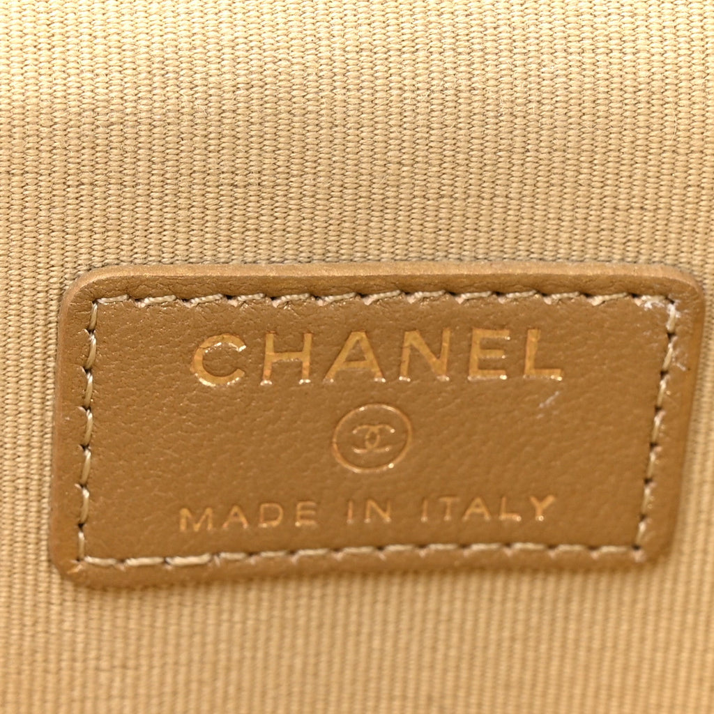 Chanel Lambskin Quilted Mini Pearl Crush Vanity Case With Chain Black
