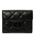 Aged Calfskin Quilted Reissue Flap Card Holder Wallet So Black