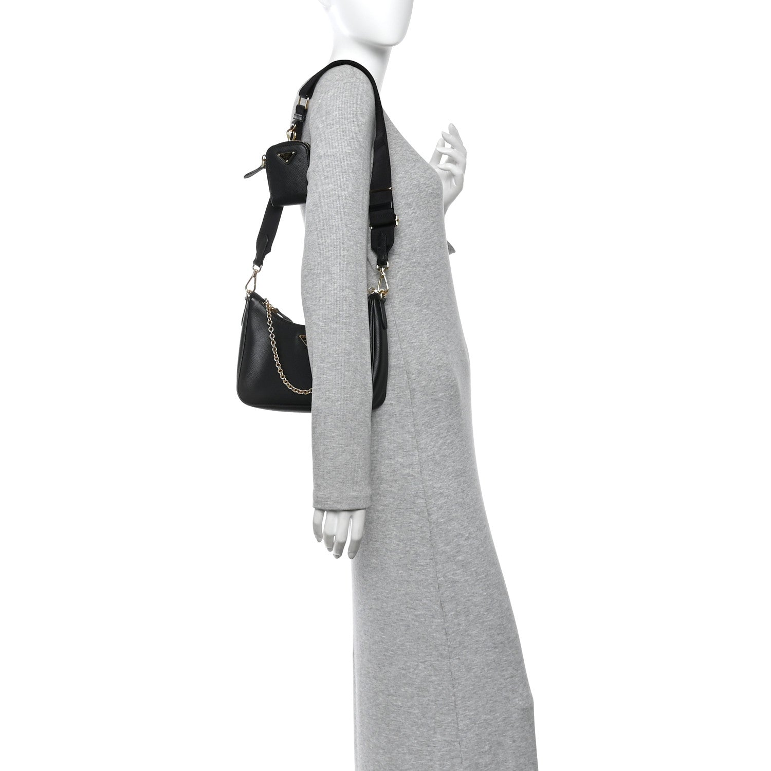 Prada Saffiano Lux Re-Edition 2005 Shoulder Bag Black