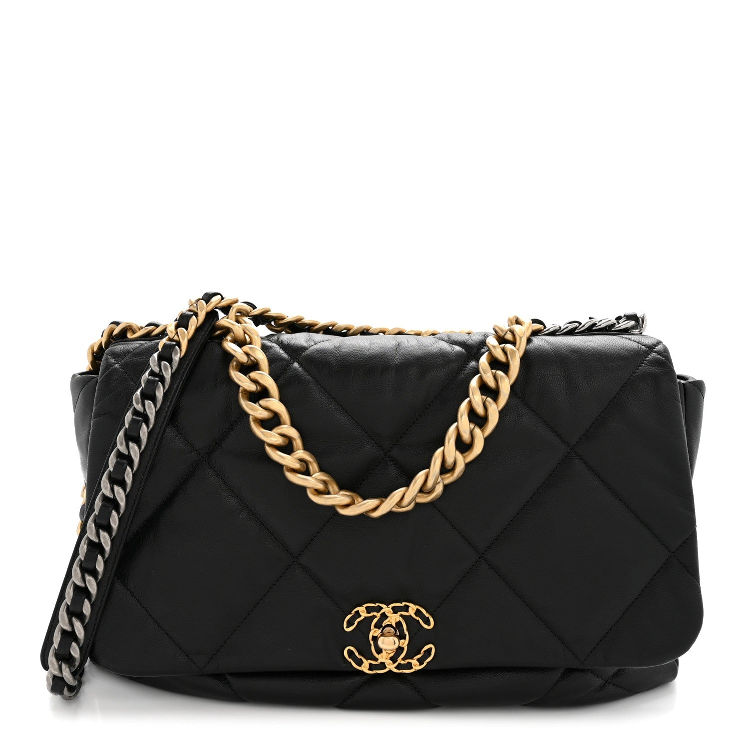 Chanel Goatskin Quilted Maxi Chanel 19 Flap Black