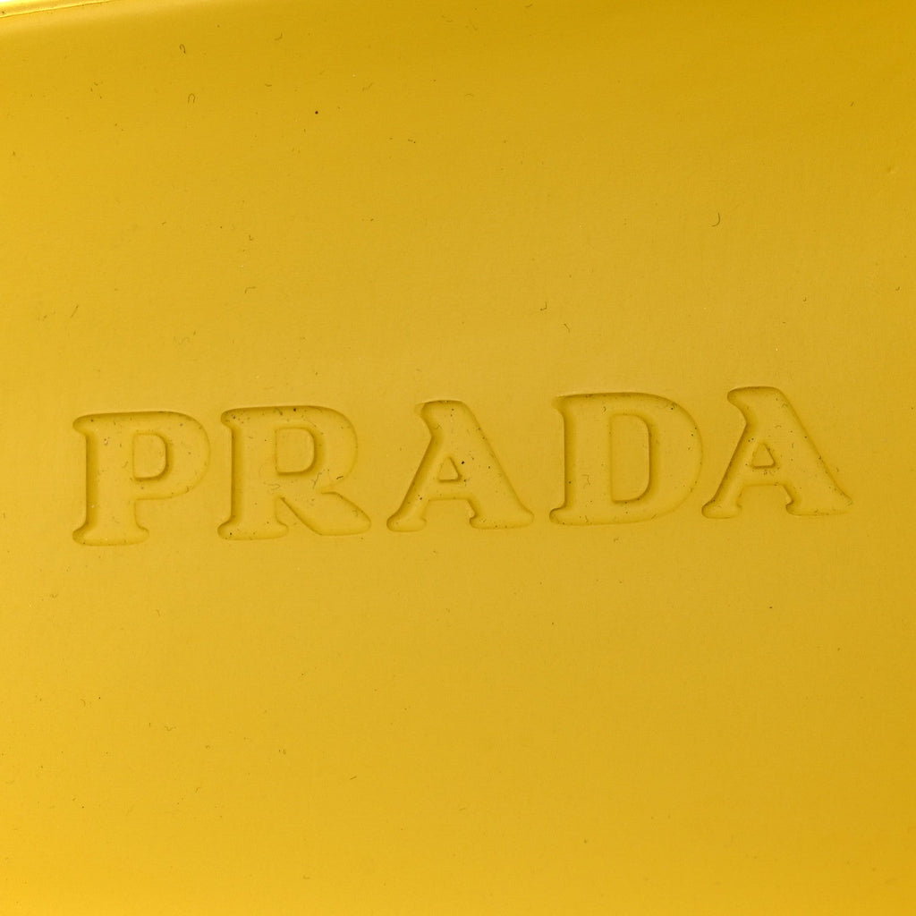 Prada EVA Rubber Triangle Logo Embossed Womens Lug Sole 20mm Slide Sandals 41 Sole