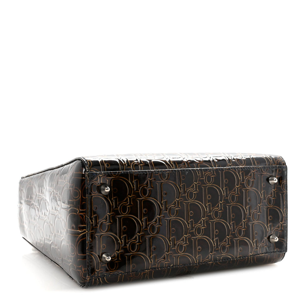 Christian Dior Patent Ultimate Medium Lady Dior Brown