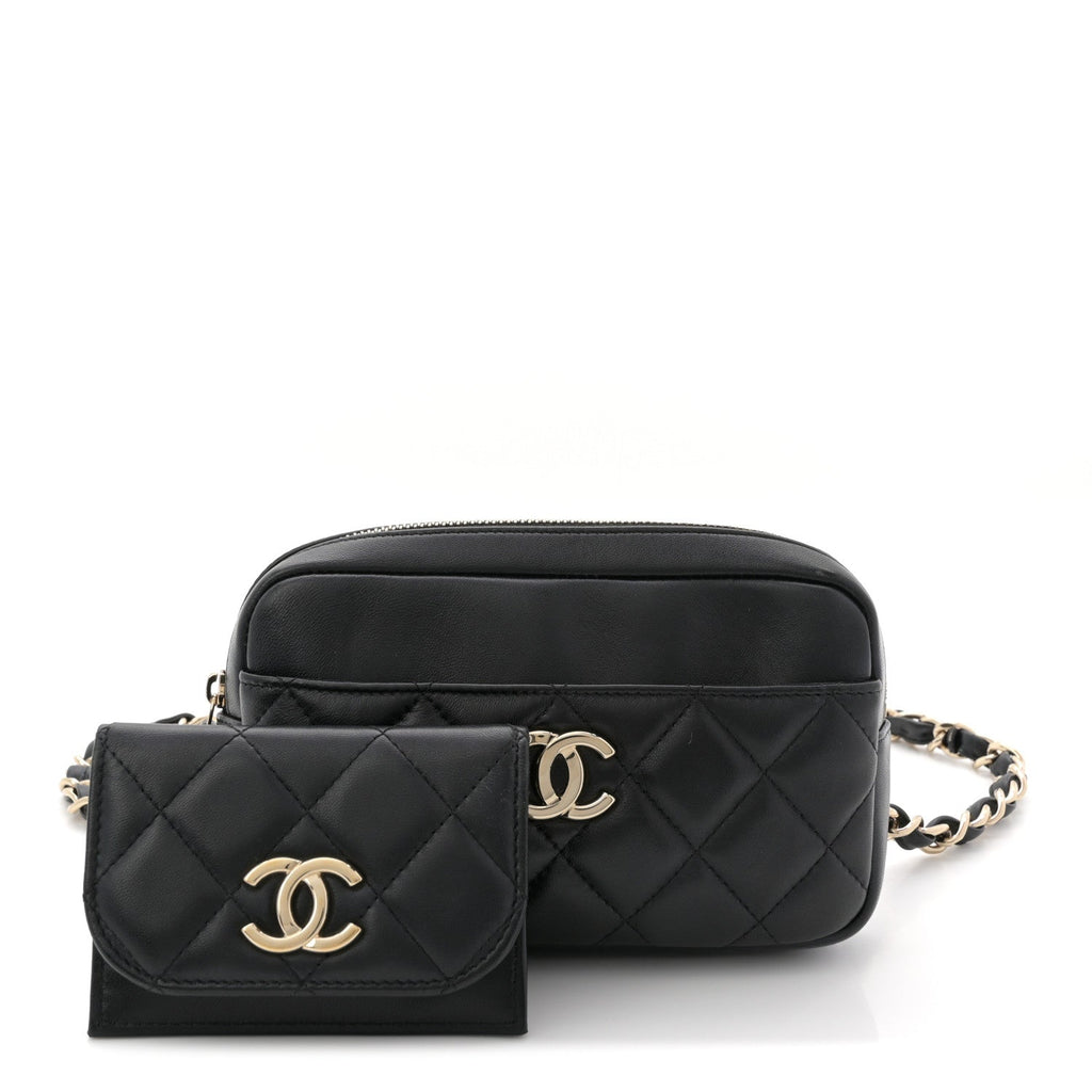 Chanel Lambskin Quilted Waist Bag Black