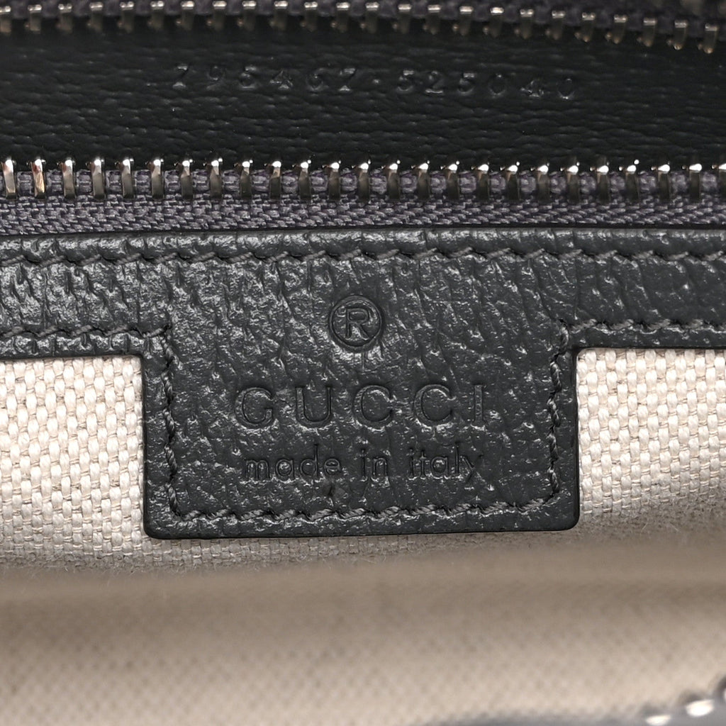 Gucci GG Supreme Monogram Textured Dollar Calfskin Web Small Ophidia Shoulder Bag  Grey Black Graphite Grey
