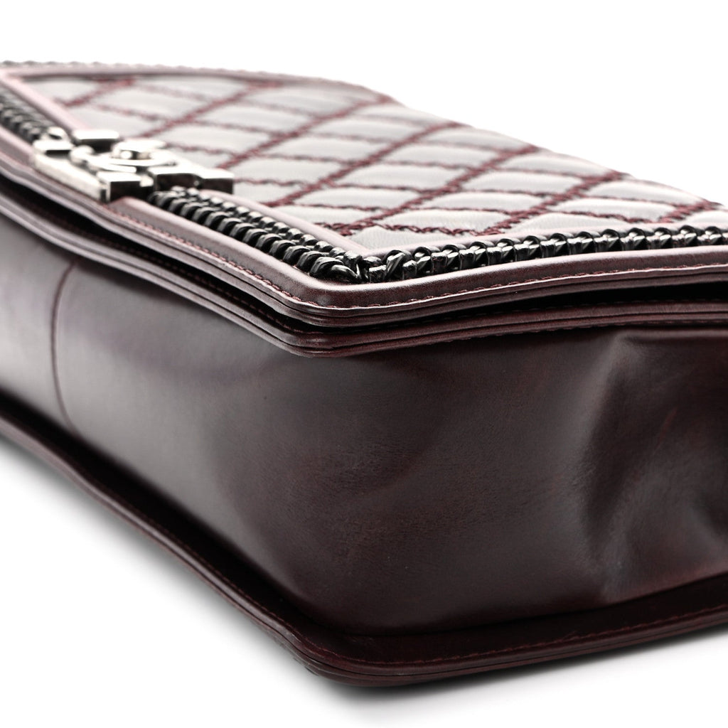 Chanel Goatskin Quilted New Medium Boy Handle Flap Burgundy