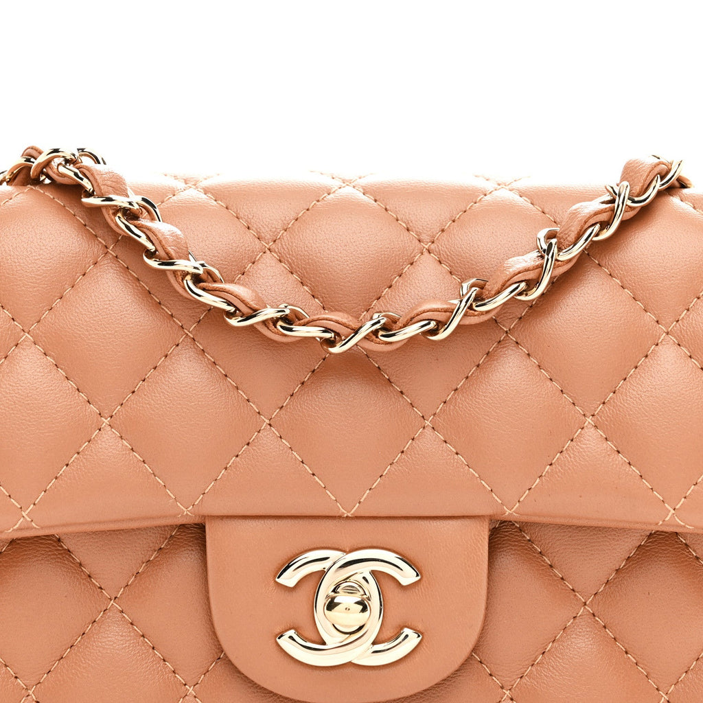 Chanel Lambskin Quilted Mini Rectangular Flap Brown