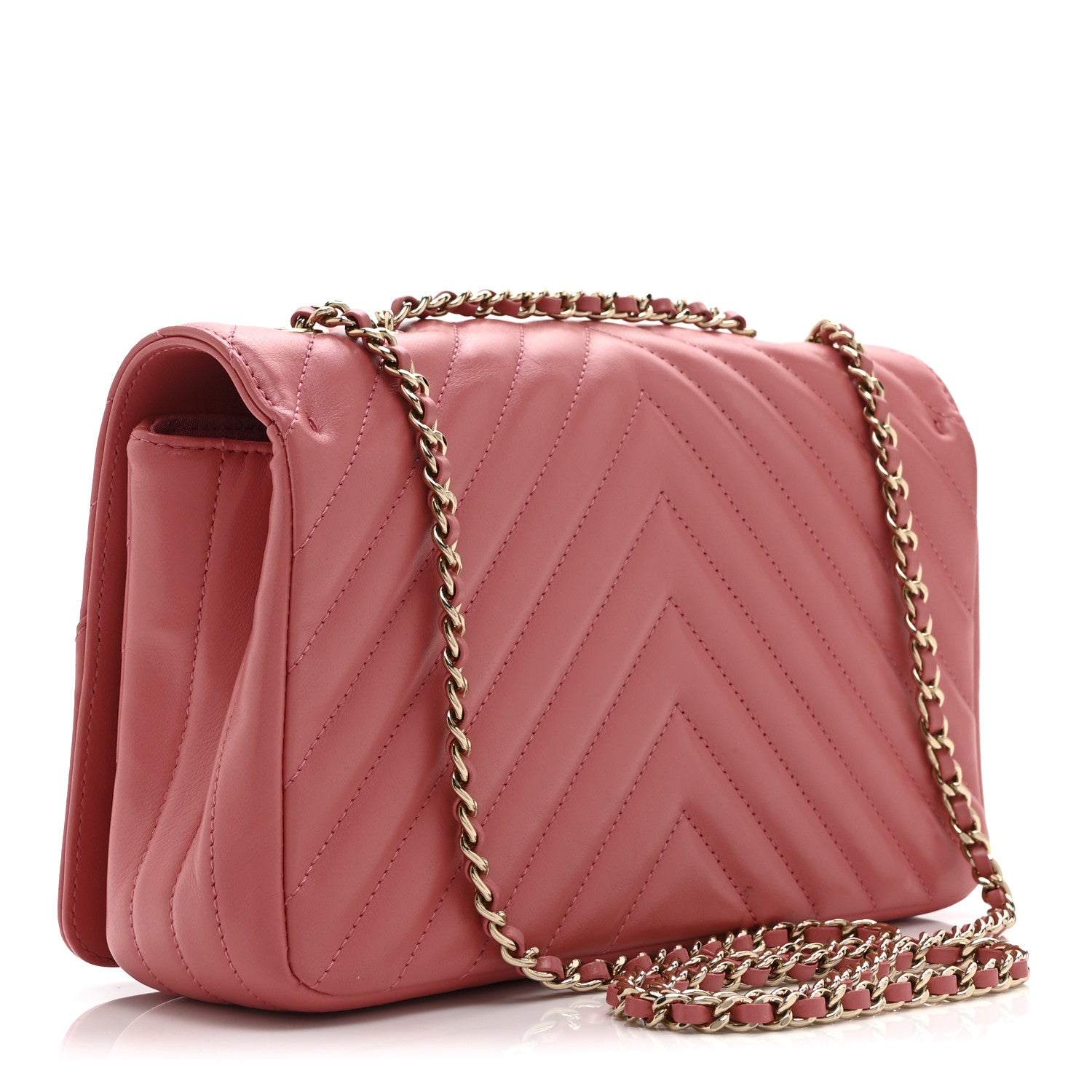 Chanel Calfskin Chevron Quilted Small Statement Flap Pink