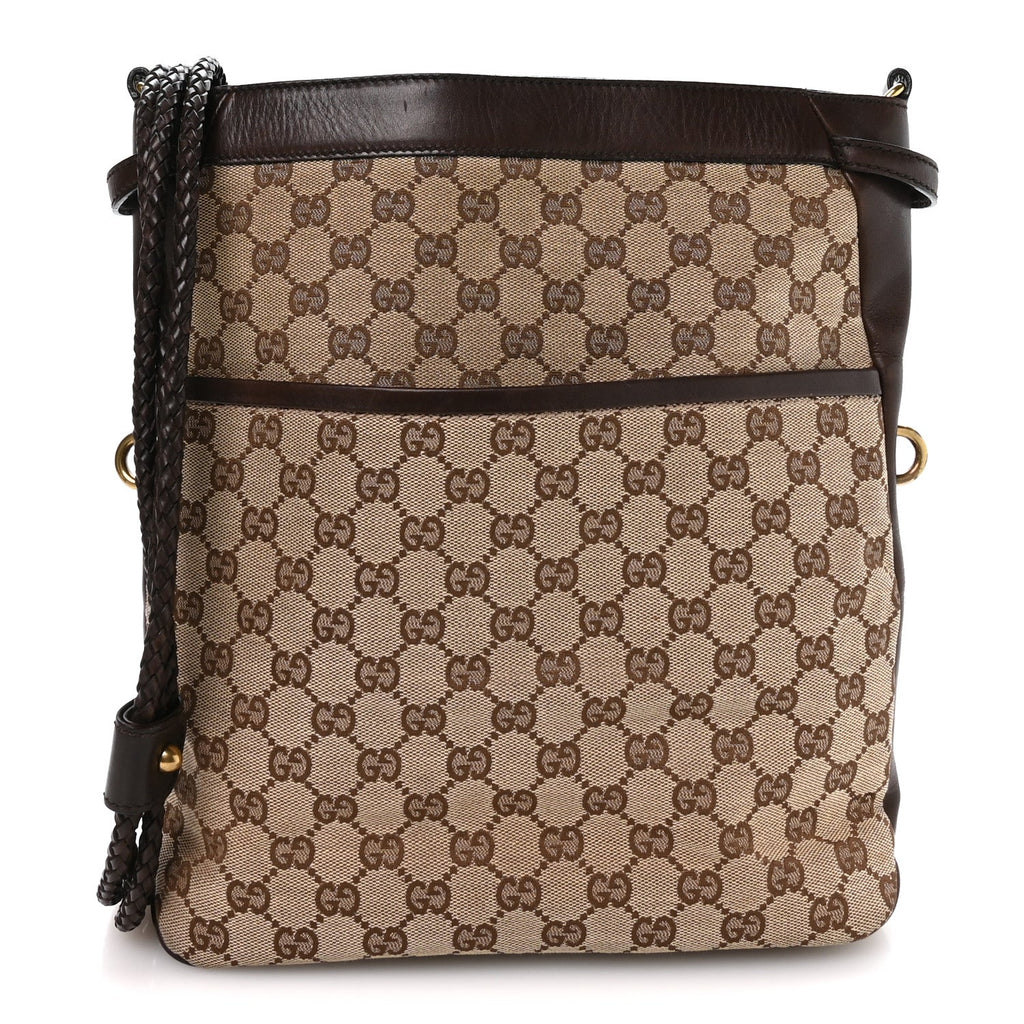 Gucci Monogram Braided Shoulder Bag Brown