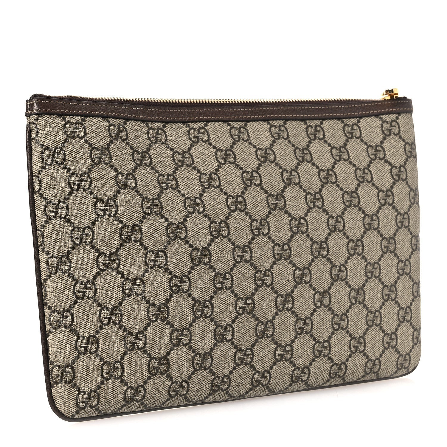 Gucci GG Supreme Monogram Large Ophidia Pouch Clutch Brown