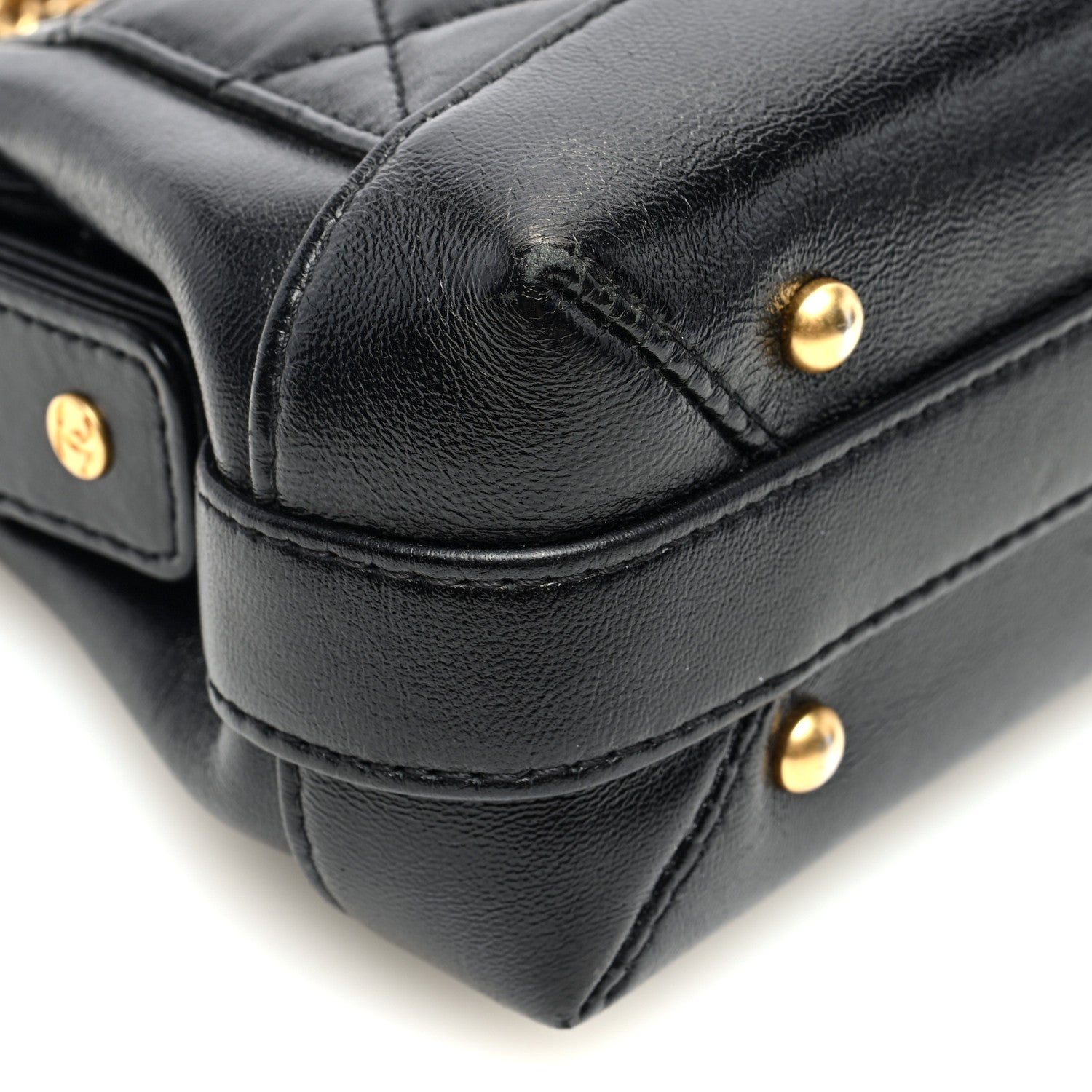 Chanel Shiny Lambskin Quilted Mini Cocodoc Top Handle Bag Black