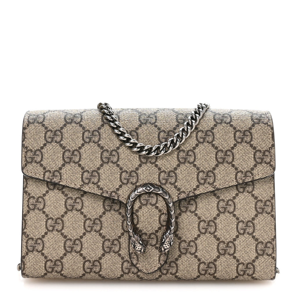 Gucci GG Supreme Monogram Mini Dionysus Chain Wallet Beige Taupe