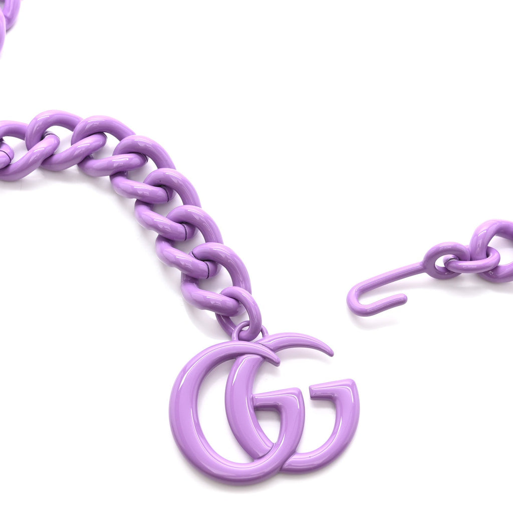 Gucci Varnished Metal GG Marmont Chain Belt Purple