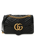 Gucci Calfskin Matelasse Medium GG Marmont Shoulder Bag Black