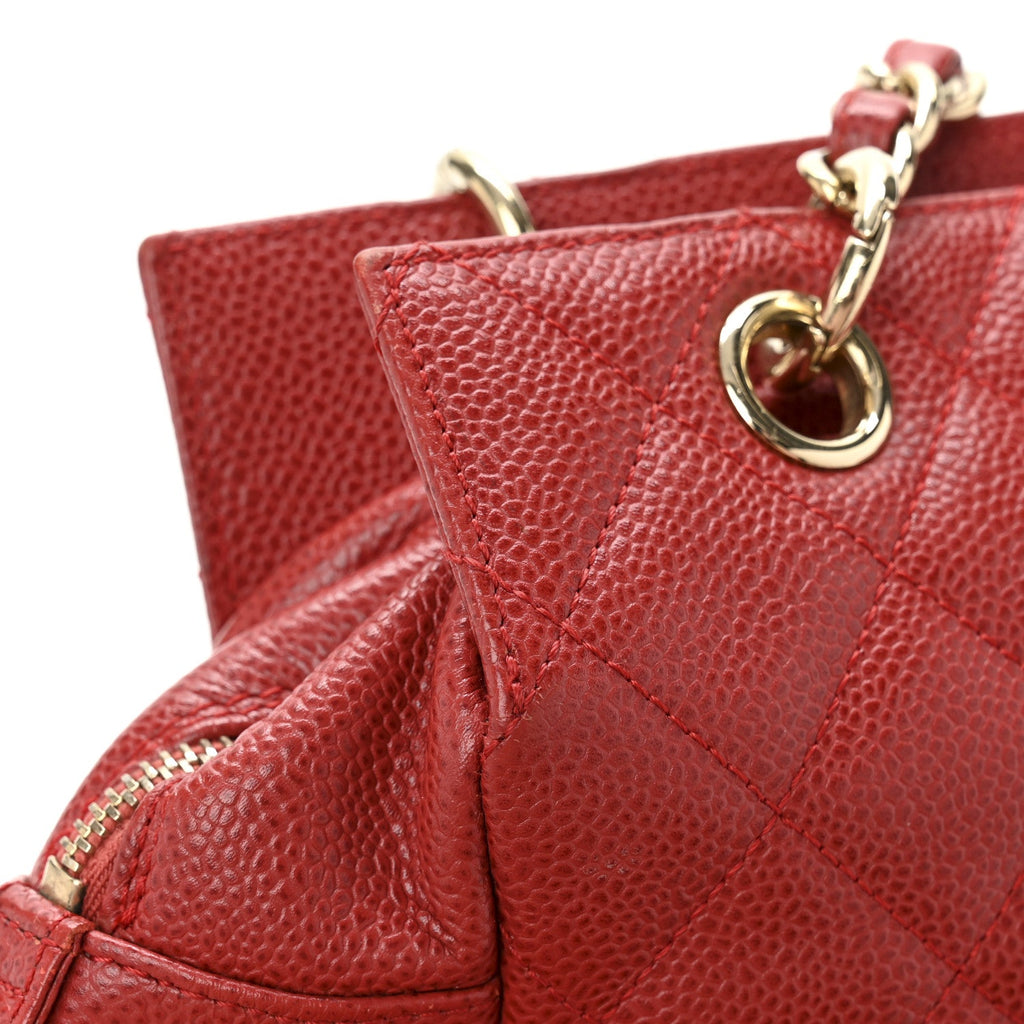 Chanel Caviar Quilted Petit Timeless Shopping Tote PTT Red