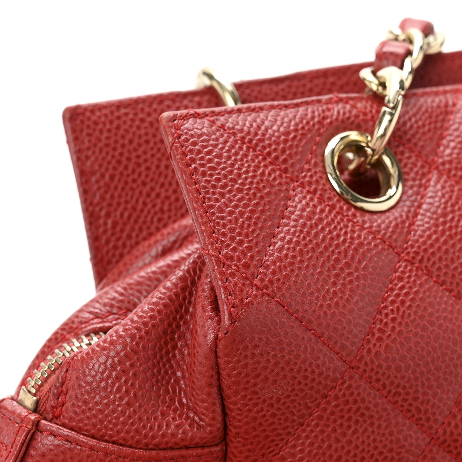 Chanel Caviar Quilted Petit Timeless Shopping Tote PTT Red