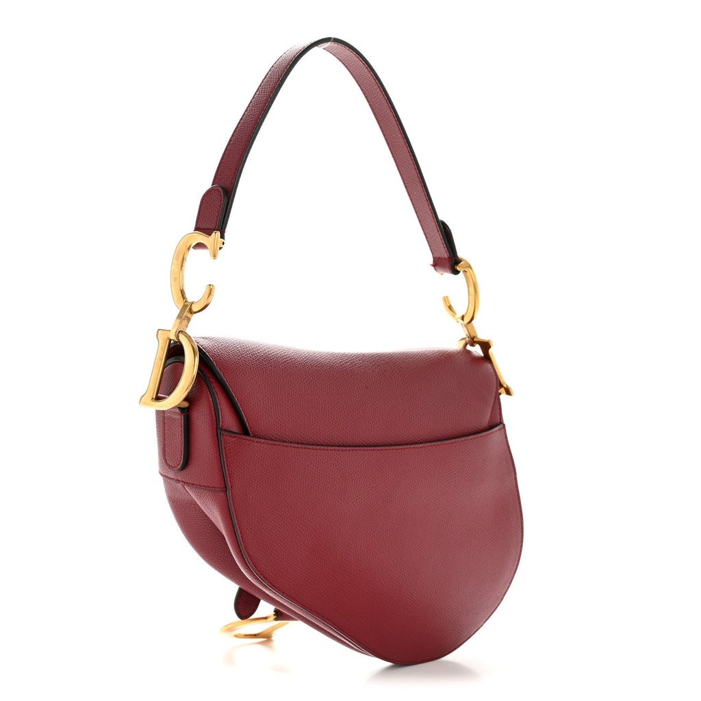 Christian Dior Grained Calfskin Saddle Bag Red