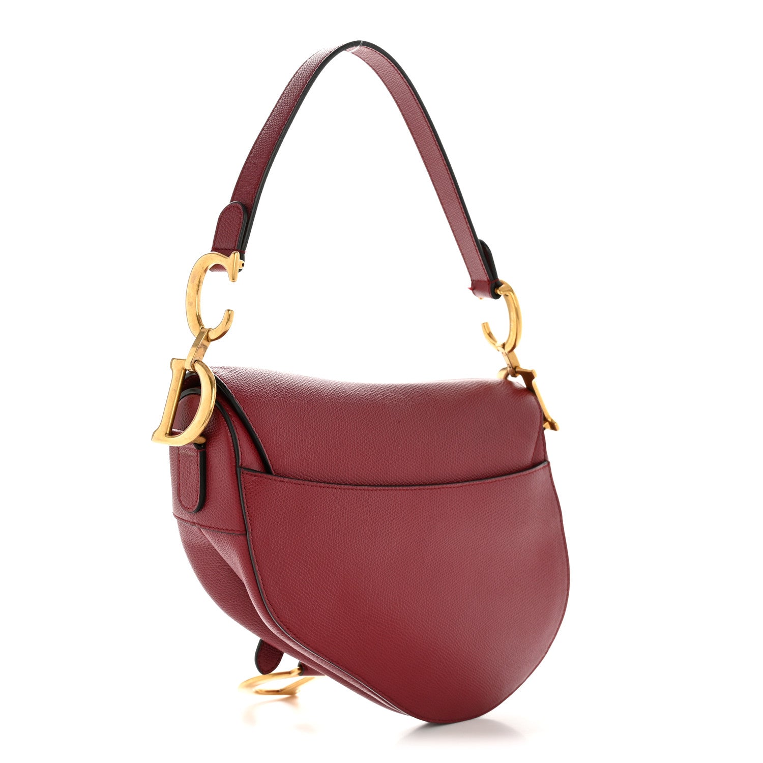 Christian Dior Grained Calfskin Saddle Bag Red