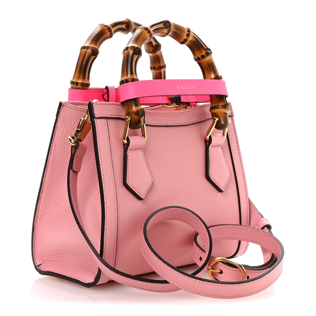Gucci Wonka Grain Calfskin Mini Diana Tote Bag Wild Rose Fuxia Fluo