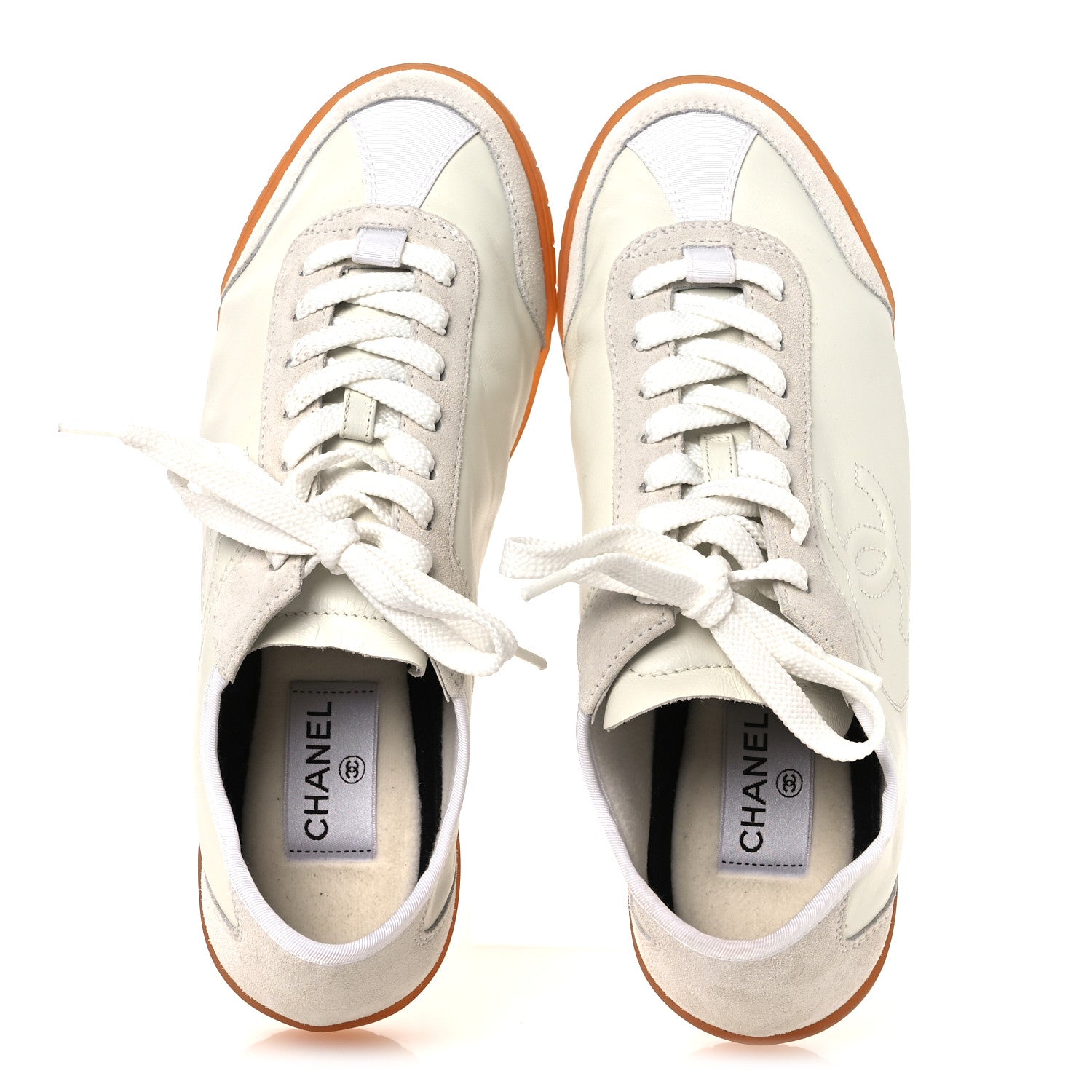 Calfskin Suede Womens CC Sneakers 39 White