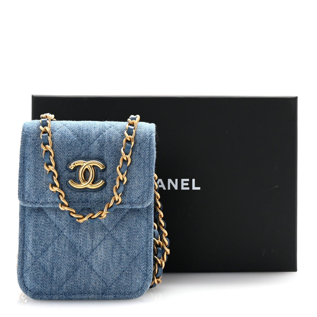 Chanel Denim Quilted Flap Mini Crossbody Blue