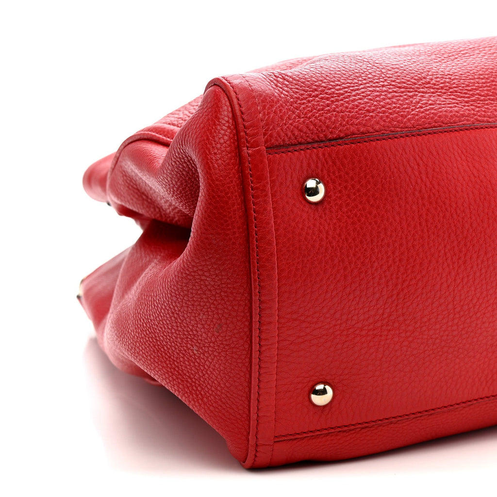 Gucci Pebbled Calfskin Large Soho Shoulder Bag Red