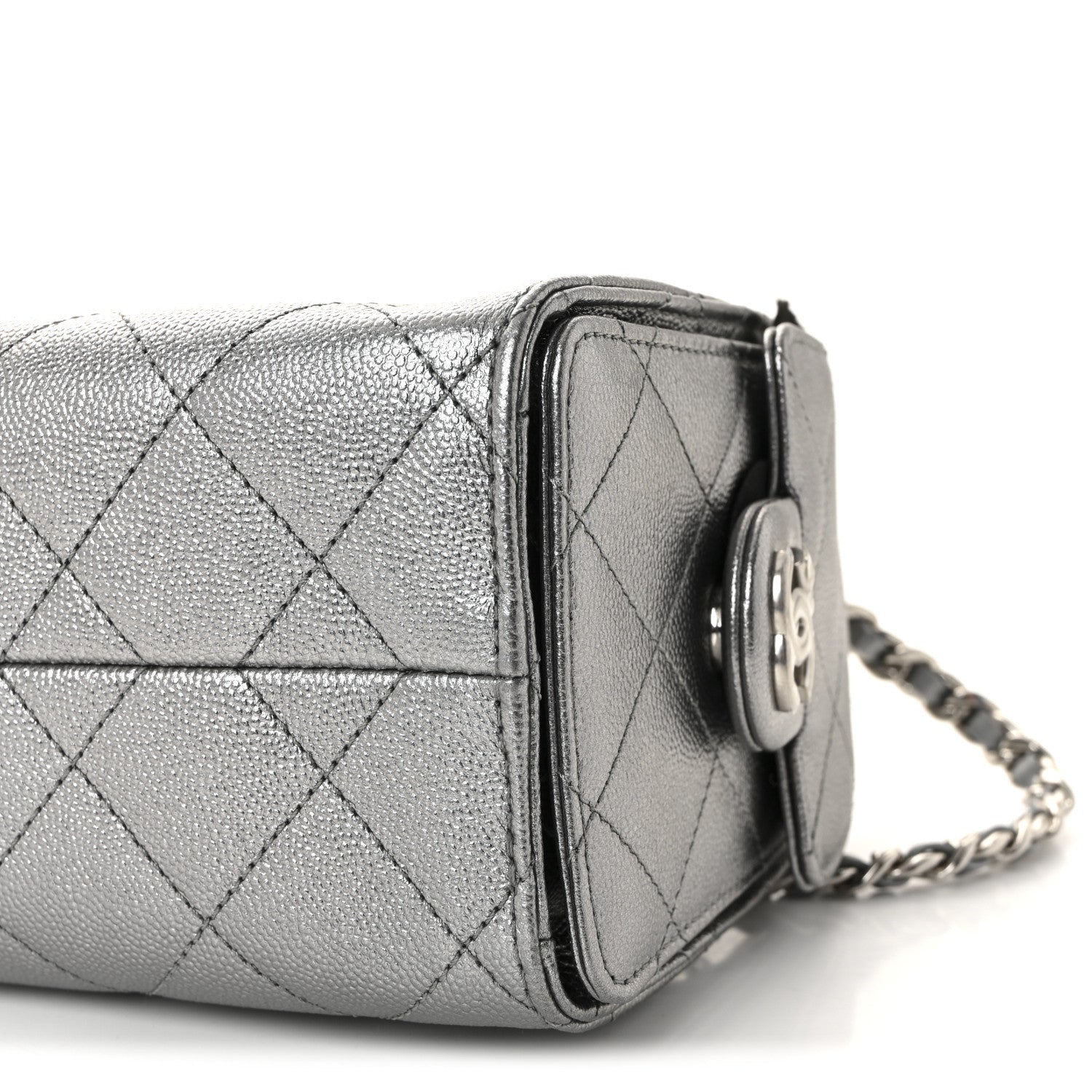 Chanel Metallic Caviar Quilted Mini Chanel 25 Handbag Anthracite
