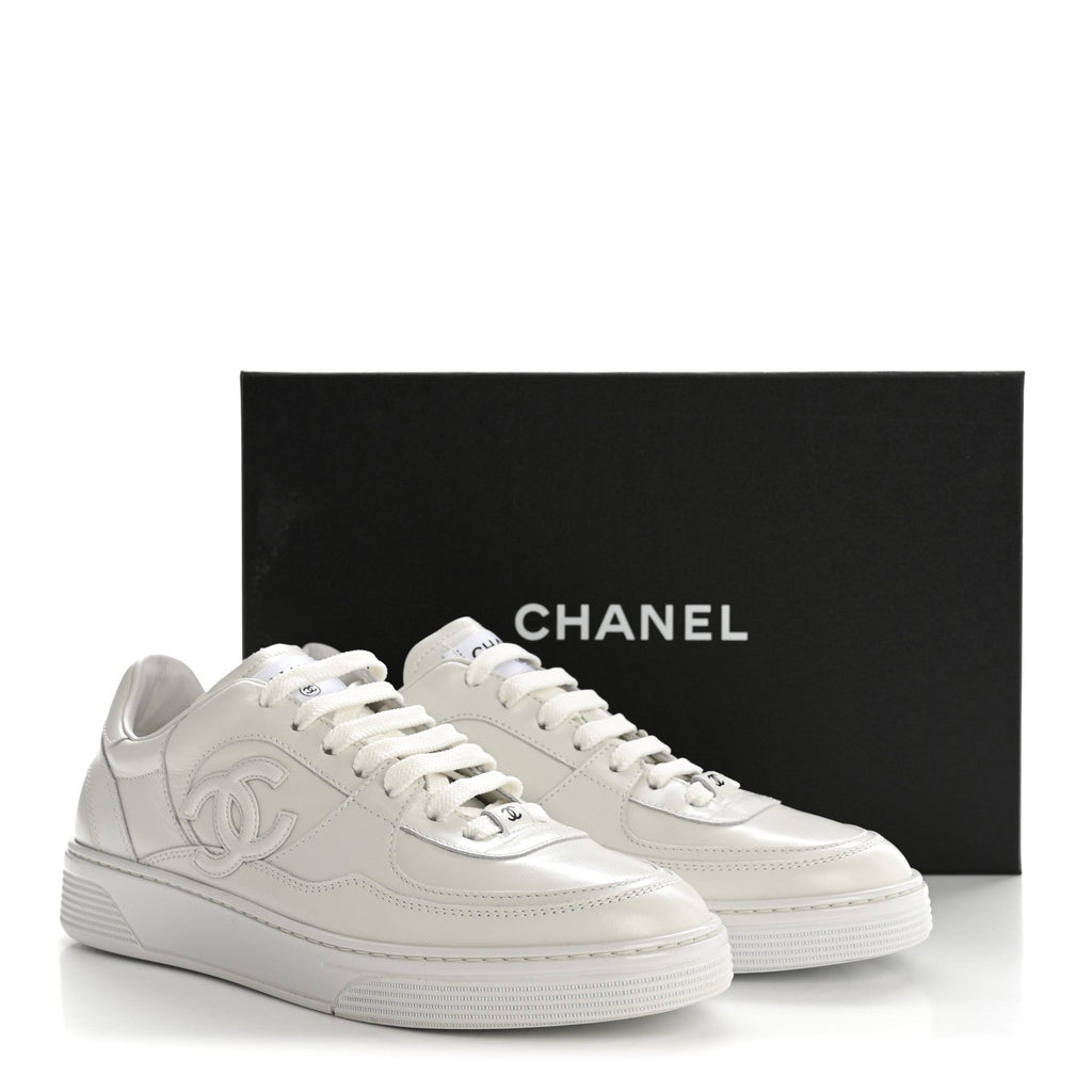 Calfskin Womens CC Sneakers 40 White