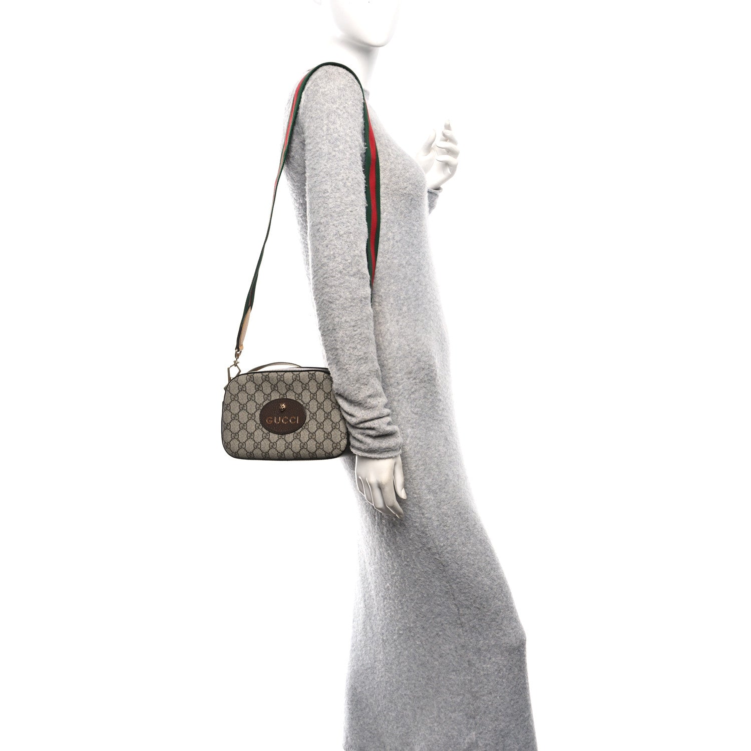 Gucci GG Supreme Monogram Web Neo Vintage Shoulder Bag Beige New Acero Crop