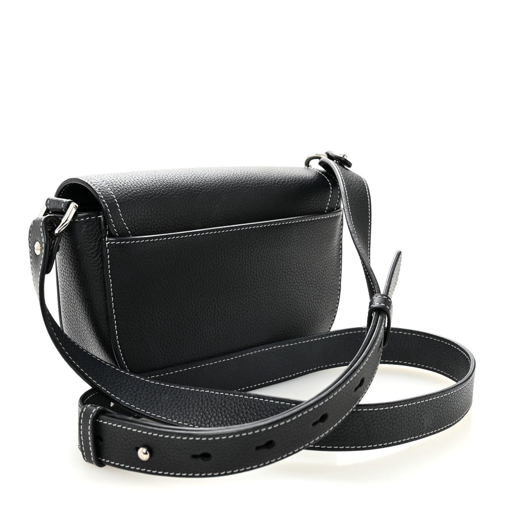 Christian Dior Grained Calfskin Saddle Messenger Bag With Strap Black