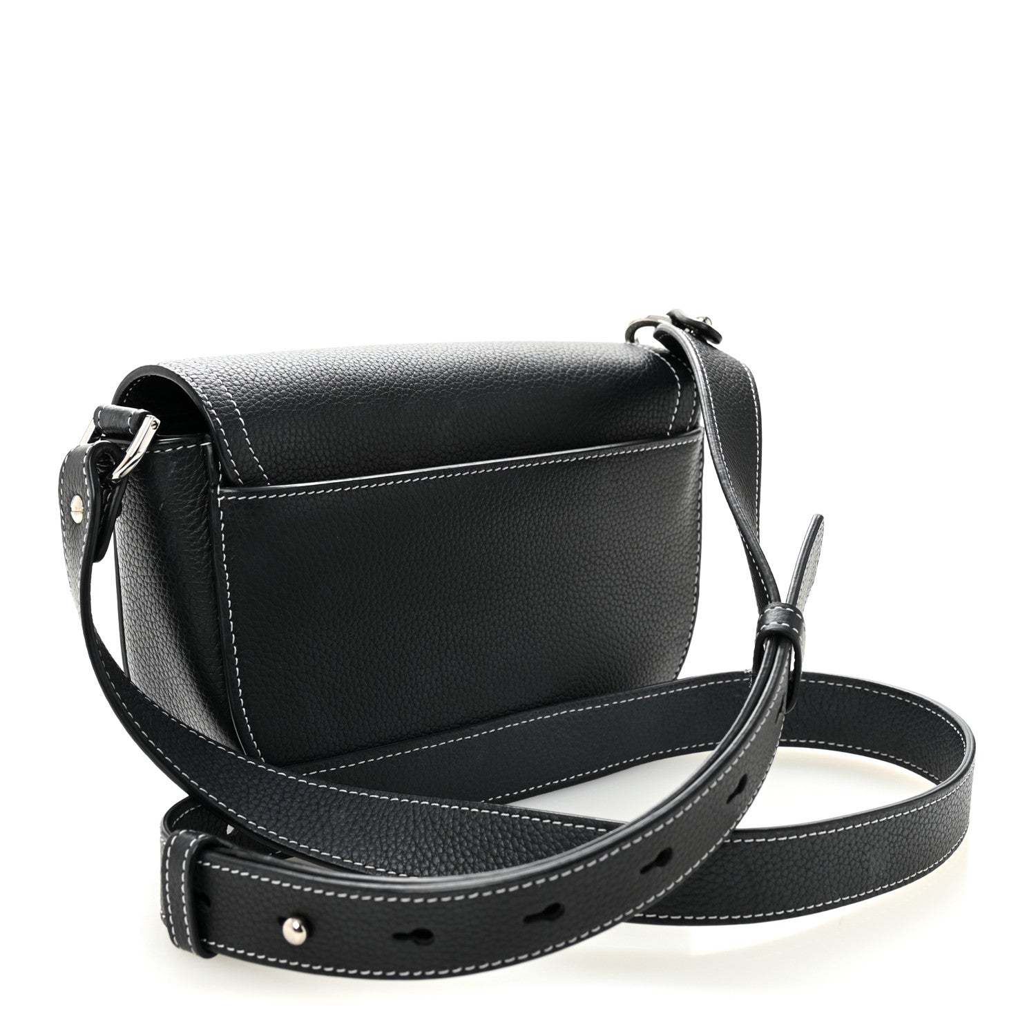 Christian Dior Grained Calfskin Saddle Messenger Bag With Strap Black