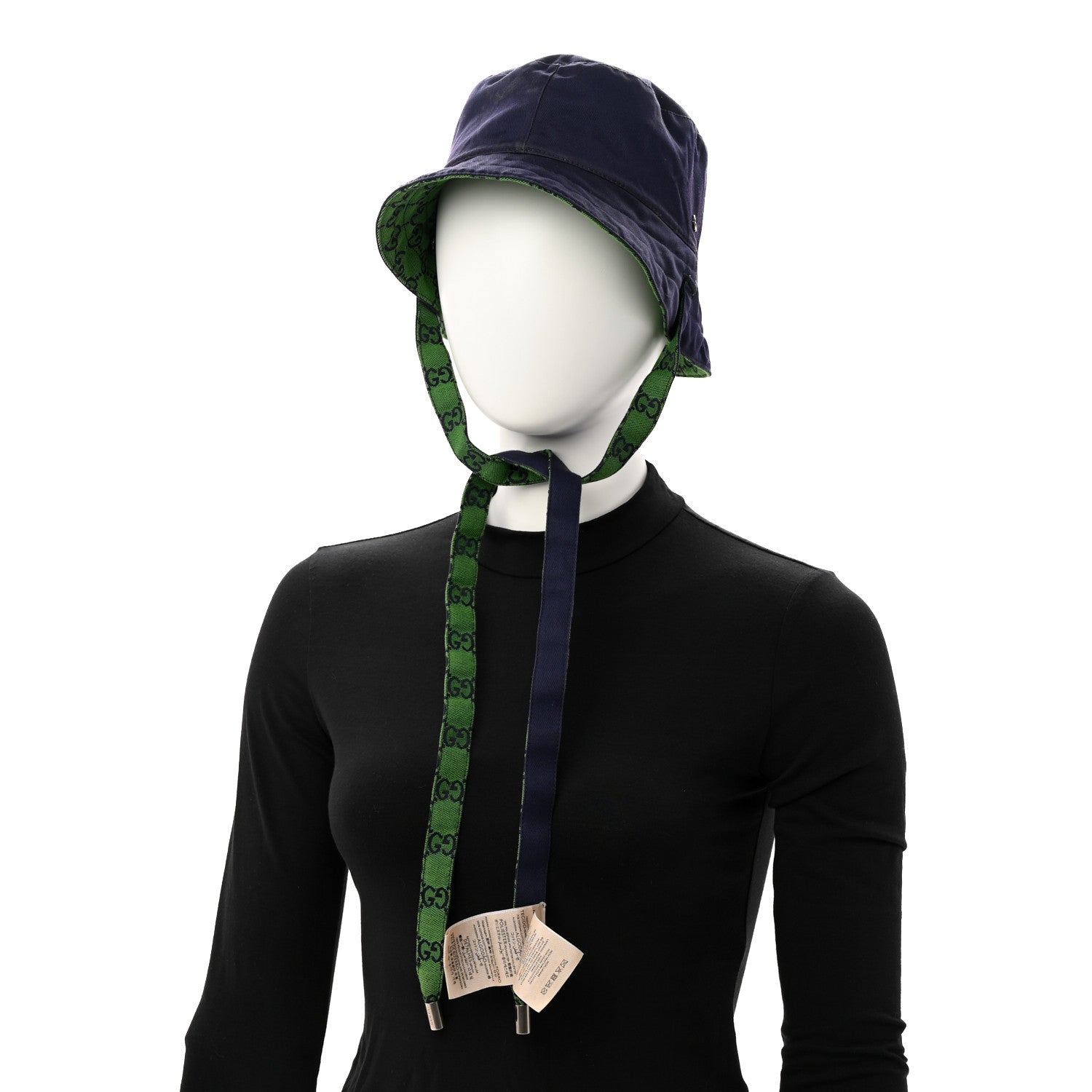 Gucci Monogram Multicolor Reversible Self-Tie Bucket Hat S Green Blue