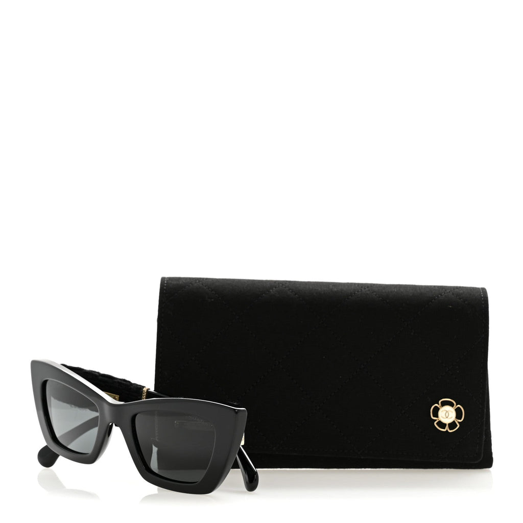 Acetate Tweed CC Cat Eye Sunglasses 71550A Black