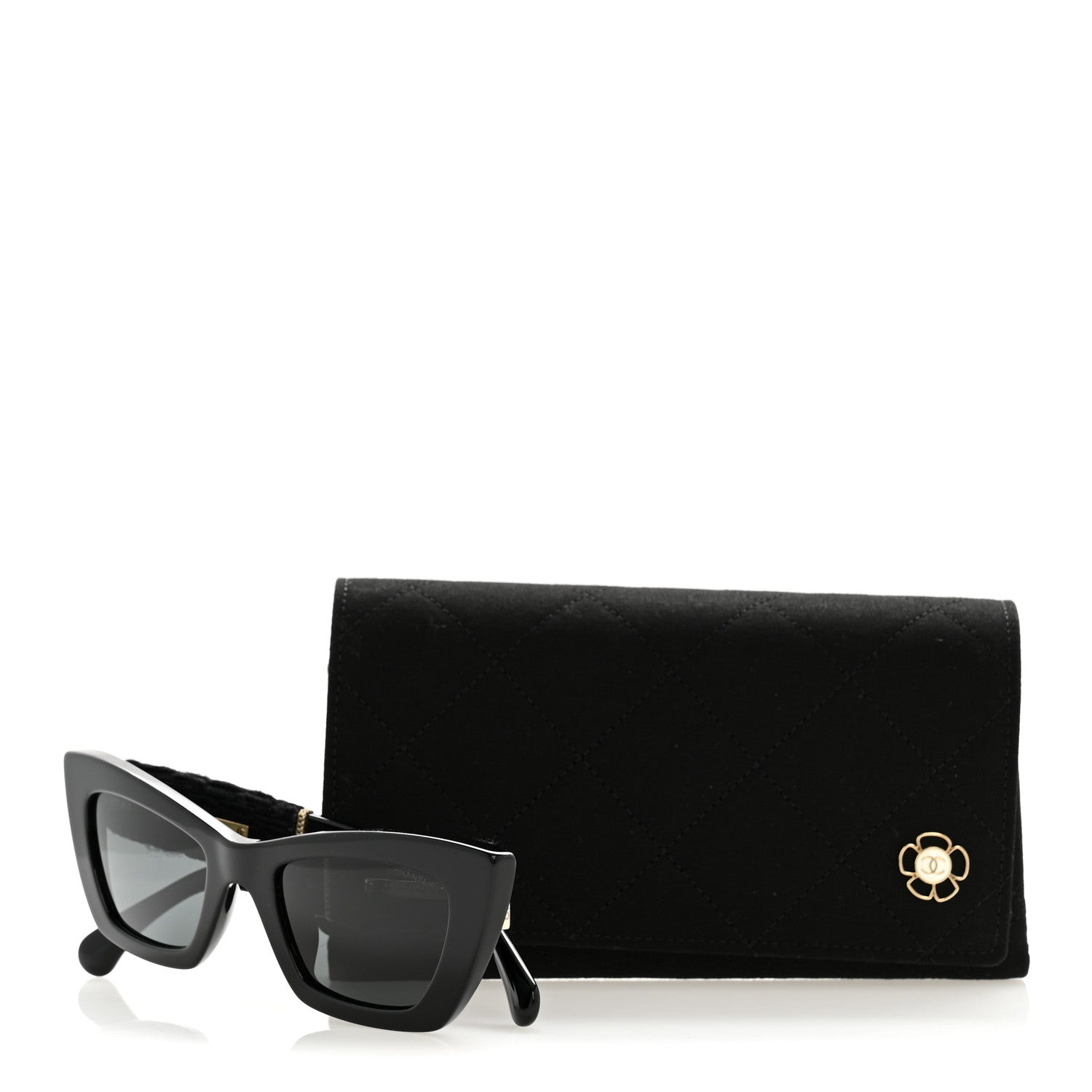 Acetate Tweed CC Cat Eye Sunglasses 71550A Black