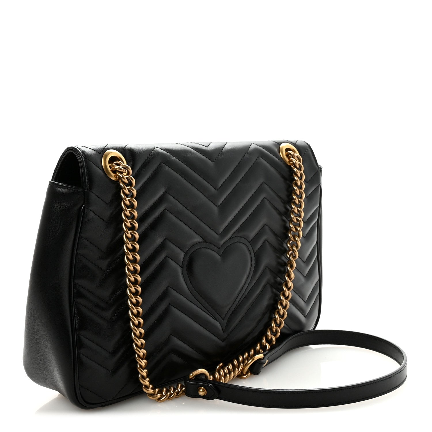 Gucci Calfskin Matelasse Medium GG Marmont Shoulder Bag Black