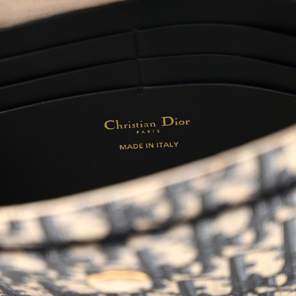Christian Dior Oblique Saddle Chain Pouch Blue