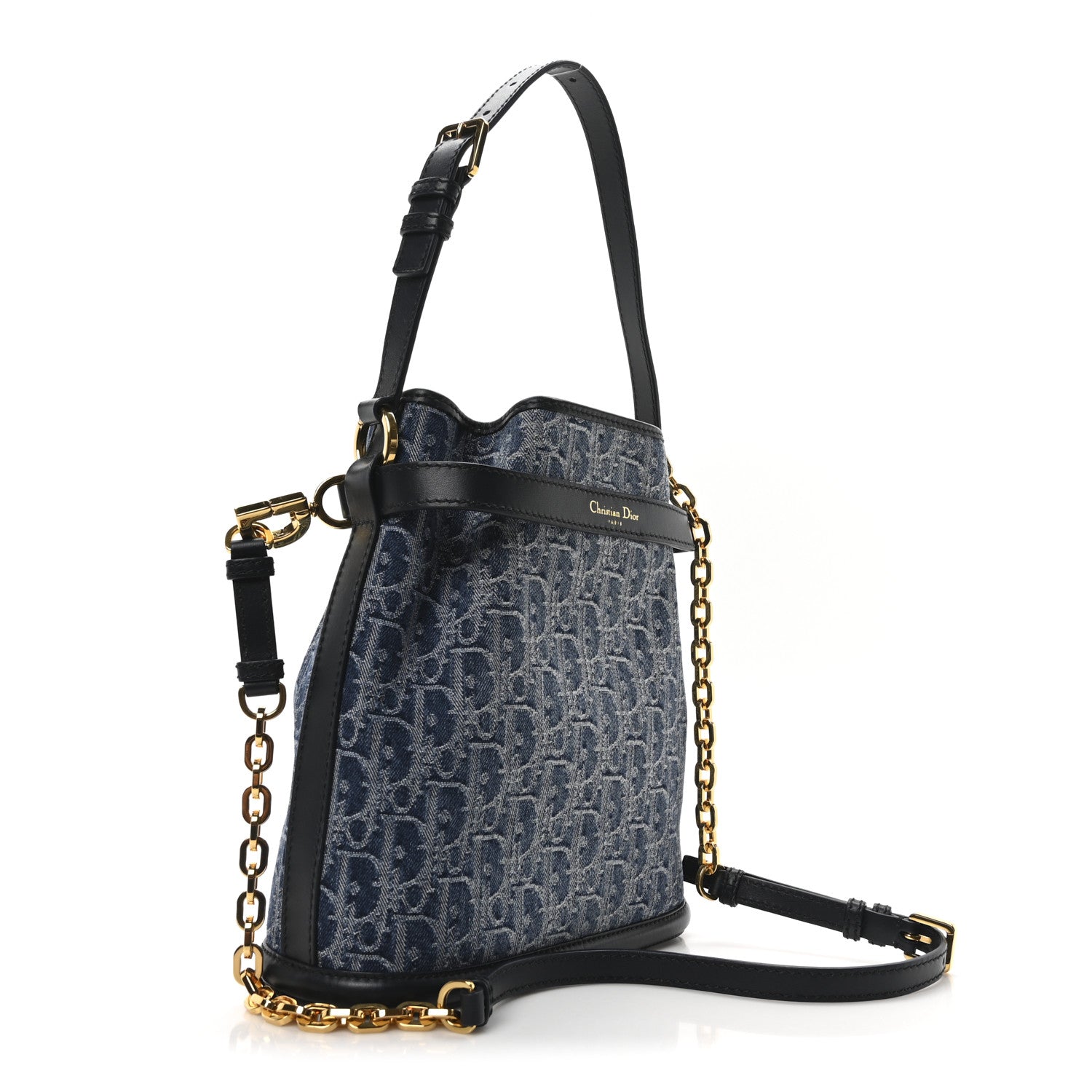 Christian Dior Denim Jacquard Oblique C'est Dior Bucket Bag Blue