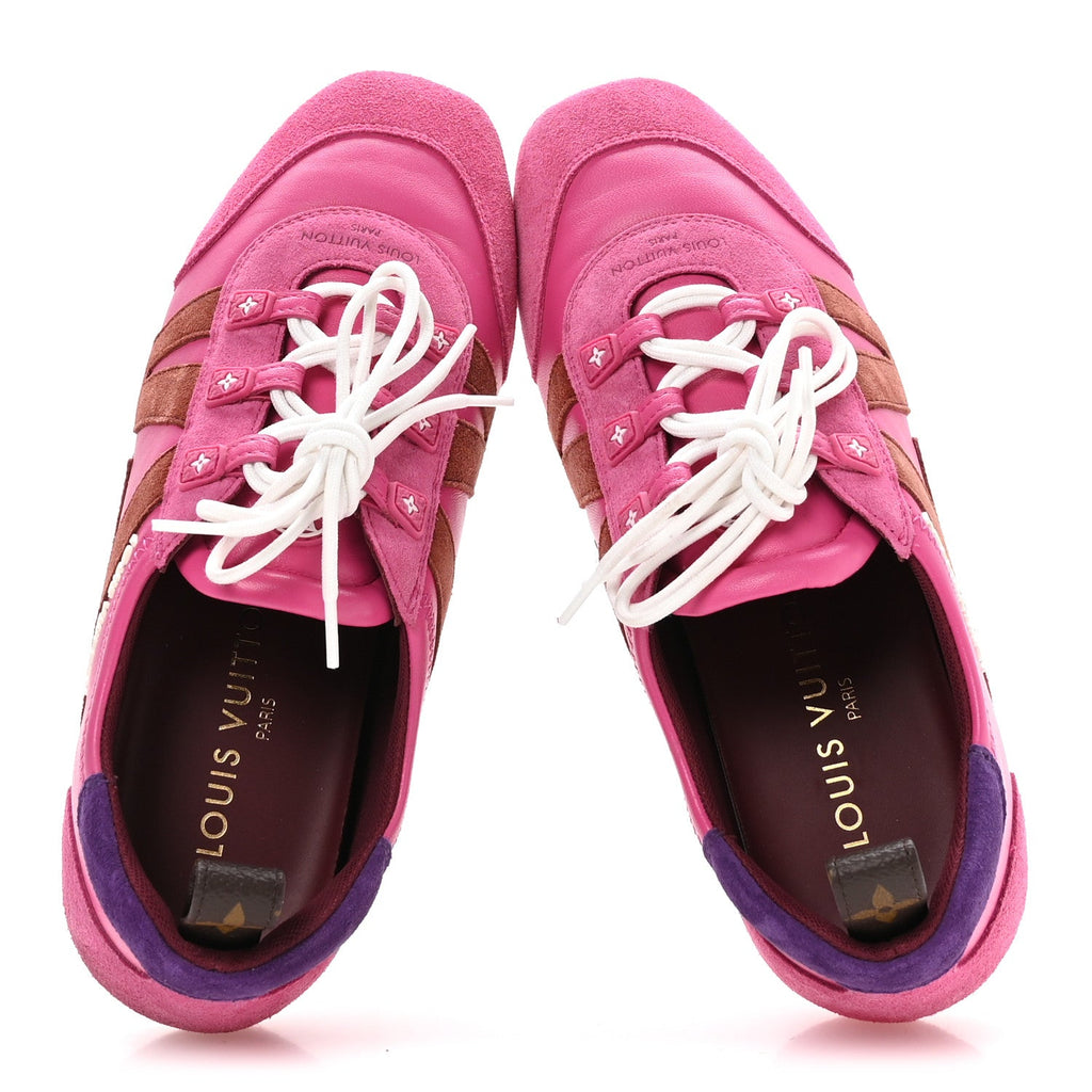 Louis Vuitton Suede Calfskin LV Sneakerina Sneakers 37 Fuchsia Pink