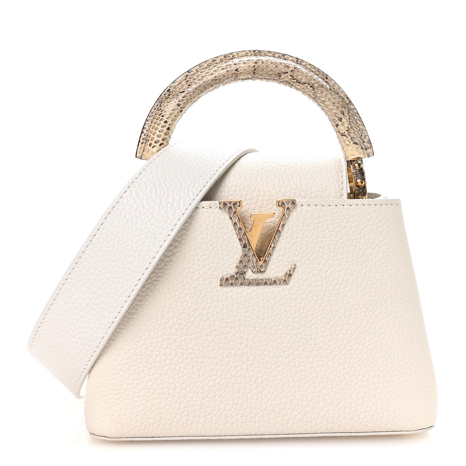 Louis Vuitton Taurillon Ayers Capucines Mini White Snow White