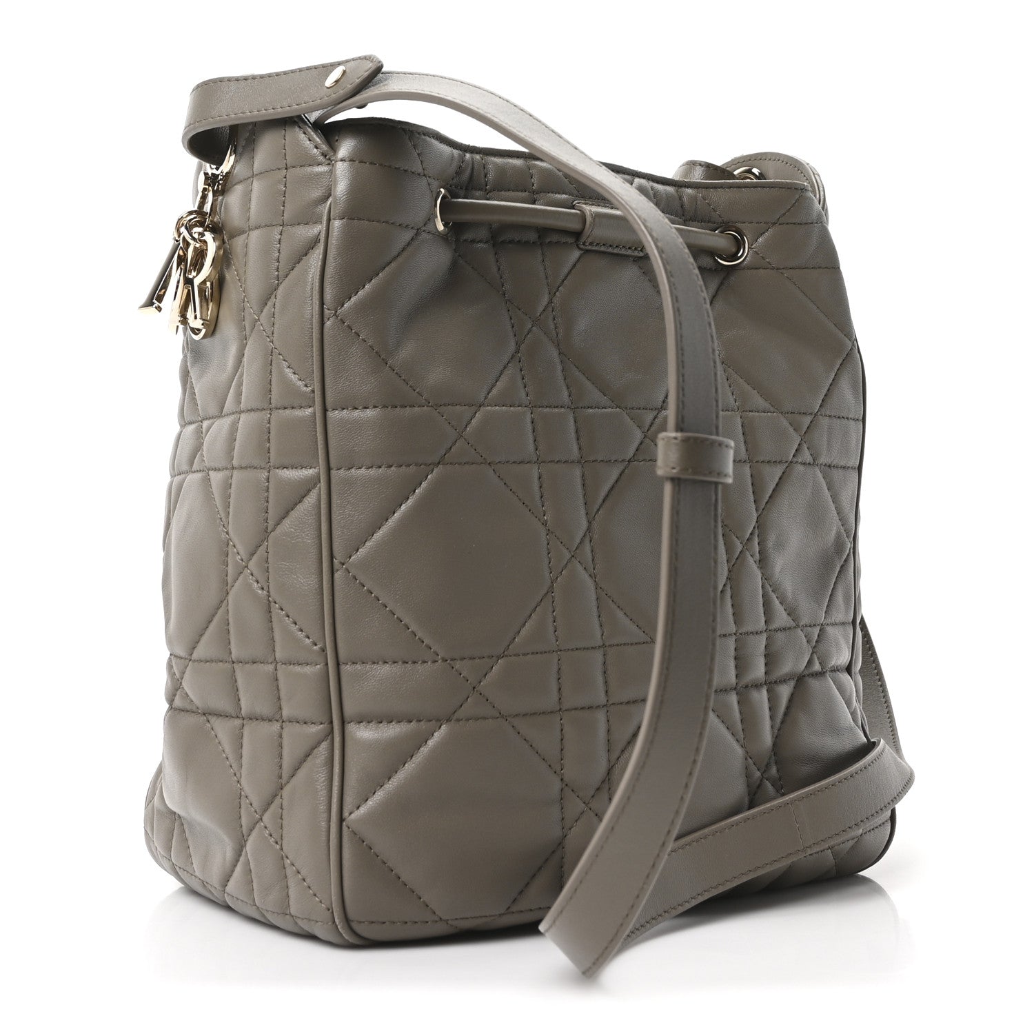 Christian Dior Calfskin Macrocannage Medium D-Motion Bag Clay Green