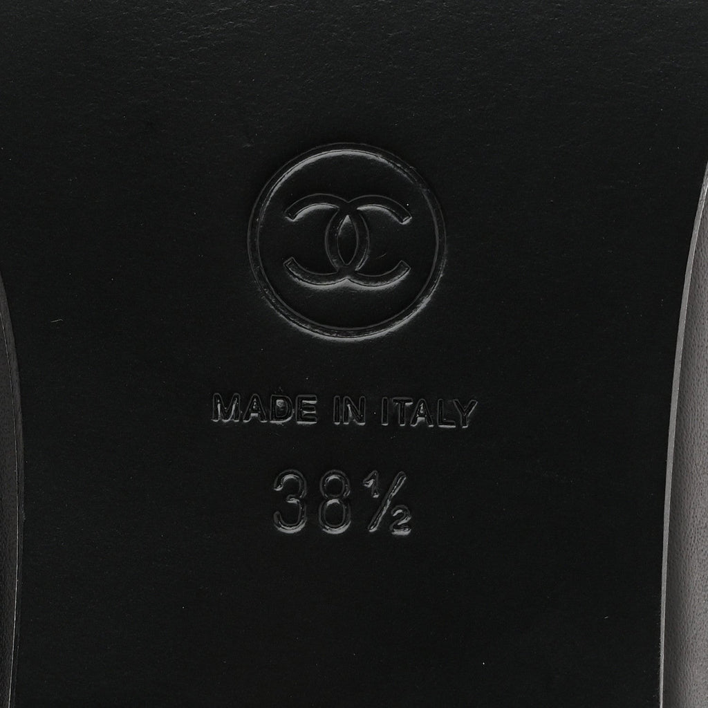 Chanel Shiny Calfskin Metal CC Mocassin Loafers 38.5 Black