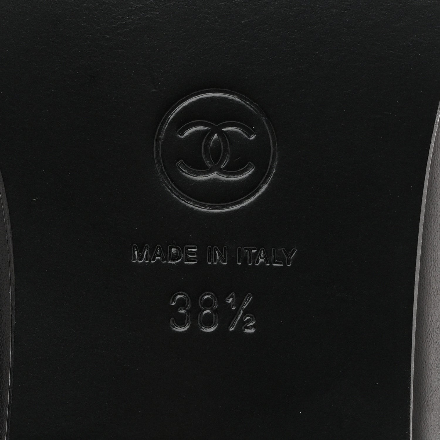 Chanel Shiny Calfskin Metal CC Mocassin Loafers 38.5 Black